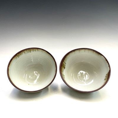 Lot 1033 - Two Leach St Ives studio porcelain bowls, with...