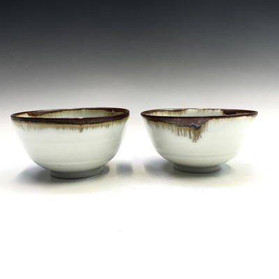 Lot 1033 - Two Leach St Ives studio porcelain bowls, with...