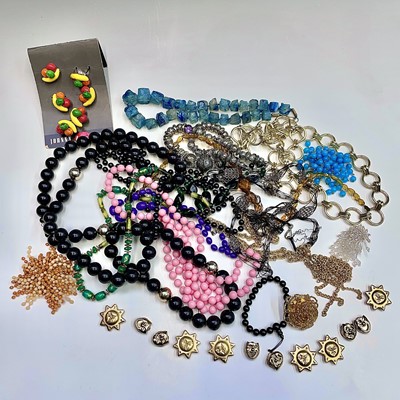 Lot 898 - A collection of bead necklaces and other...