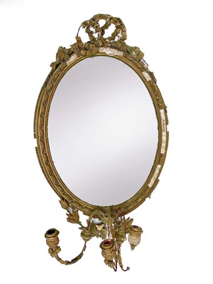 Lot 3102 - A 19th century gilt gesso girandole, the oval...