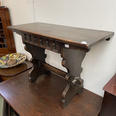 Lot 3106 - A Gothic style oak side table, mid 20th...