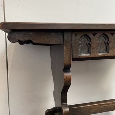 Lot 3106 - A Gothic style oak side table, mid 20th...