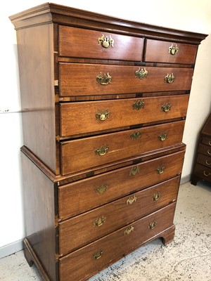 Lot 3067 - A Georgian mahogany chest on chest with two...