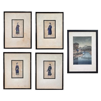 Lot 332 - Four Chinese paintings on pith paper, Qing...