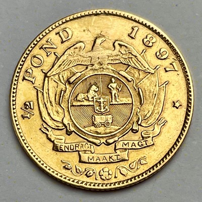 Lot 776 - An 1897 half Pond gold coin.