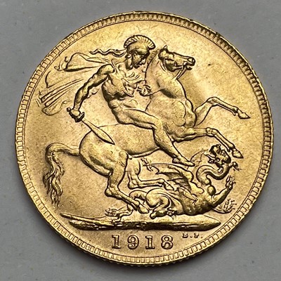Lot 875 - 1918 full sovereign coin, Perth mint.