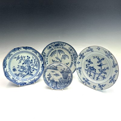 Lot 354 - Three Chinese blue and white porcelain plates,...