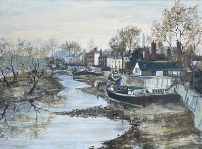 Lot 415 - Jeremy KING (1933-) Chiswick Eyot Oil on Board...