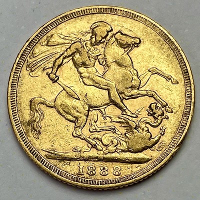 Lot 722 - Victoria 1888 full sovereign coin.