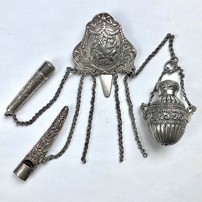 Lot 190 - A Victorian silver chatelaine by Lawrence...