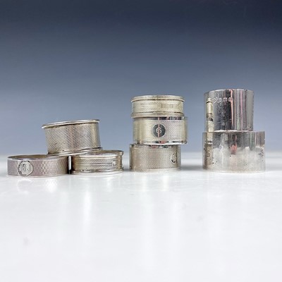 Lot 147 - Eight silver hallmarked napkin rings, weight 5....