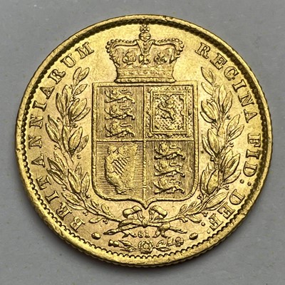 Lot 845 - Victoria 1872 young head full sovereign coin,...