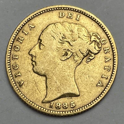 Lot 686 - Victoria 1885 young head half sovereign coin.