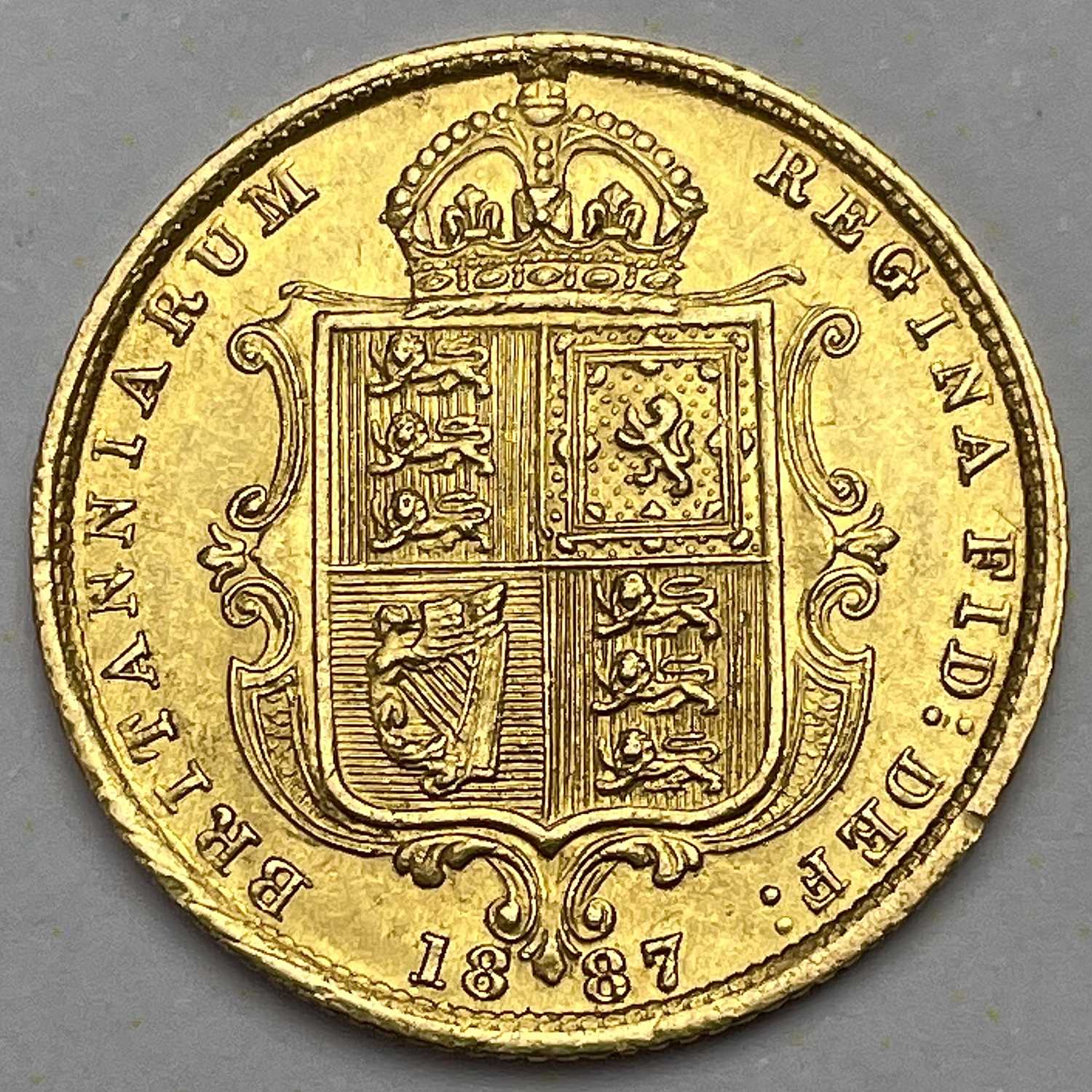 Lot 650 - Victoria 1887 jubilee bust half sovereign coin.