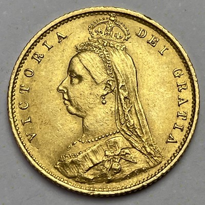 Lot 730 - Victoria 1887 jubilee bust half sovereign coin.