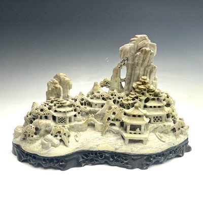 Lot 346 - A large Chinese soapstone carving, early 20th...