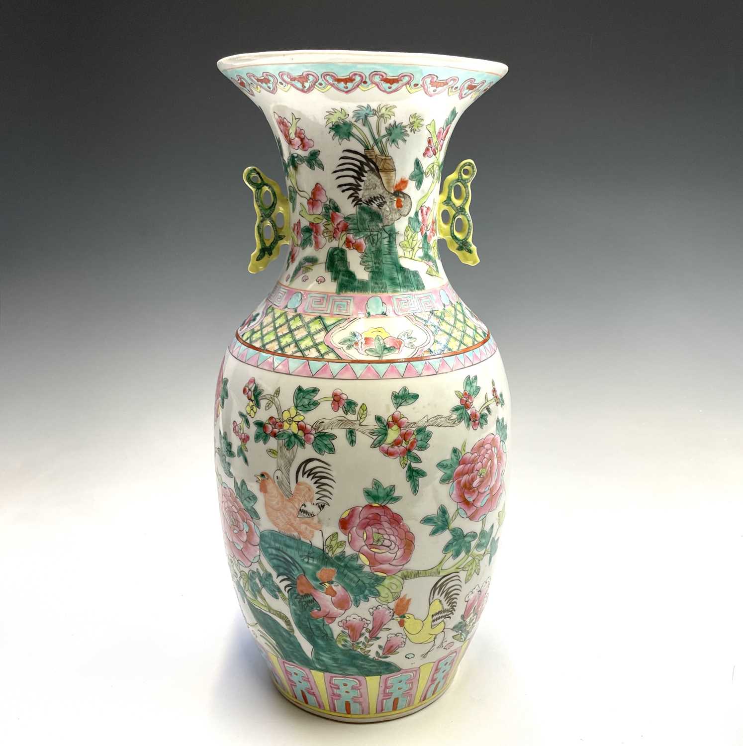 Lot 101 - A large Chinese porcelain baluster vase, 20th...
