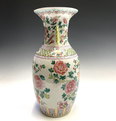 Lot 101 - A large Chinese porcelain baluster vase, 20th...