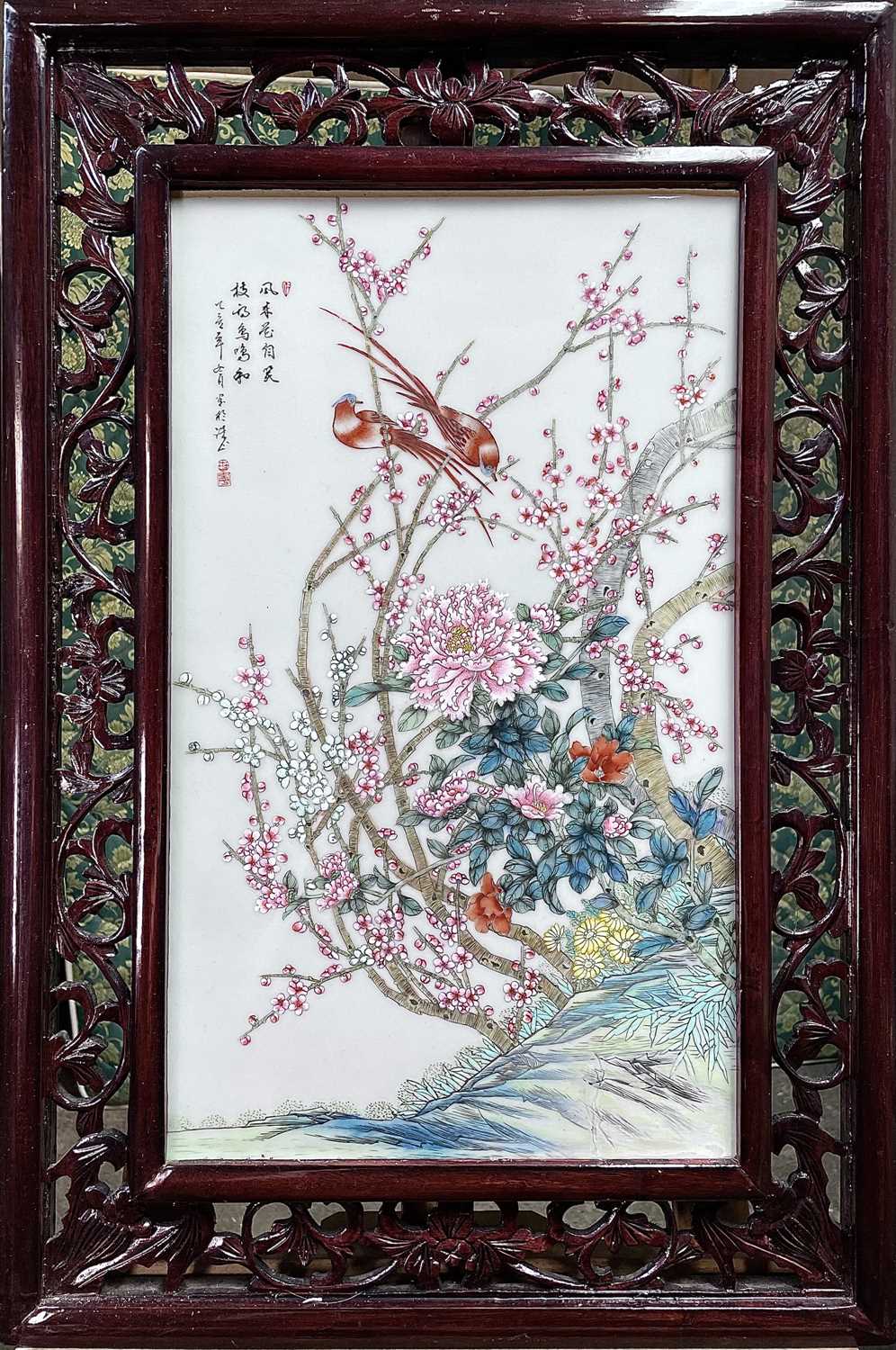 Lot 349 - A large Chinese porcelain plaque, 20th