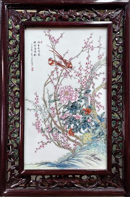 Lot 349 - A large Chinese porcelain plaque, 20th century,...