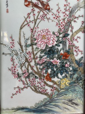 Lot 349 - A large Chinese porcelain plaque, 20th century,...