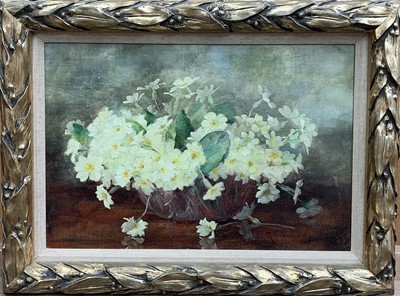 Lot 1459 - R Thomson A bowl of primroses, signed and...