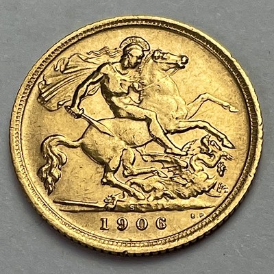 Lot 786 - A 1906 half sovereign coin.