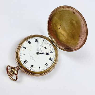 Lot 941 - A gold plated crown wind full hunter pocket...