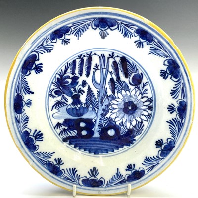 Lot 196 - A Dutch delft blue and white plate, late 18th...