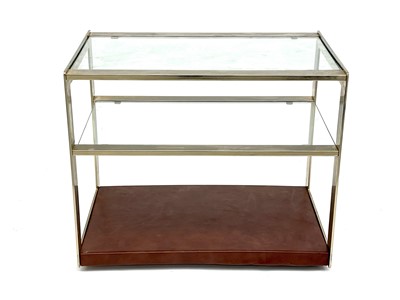 Lot 3035 - A two-tier glass and chrome trolley table,...