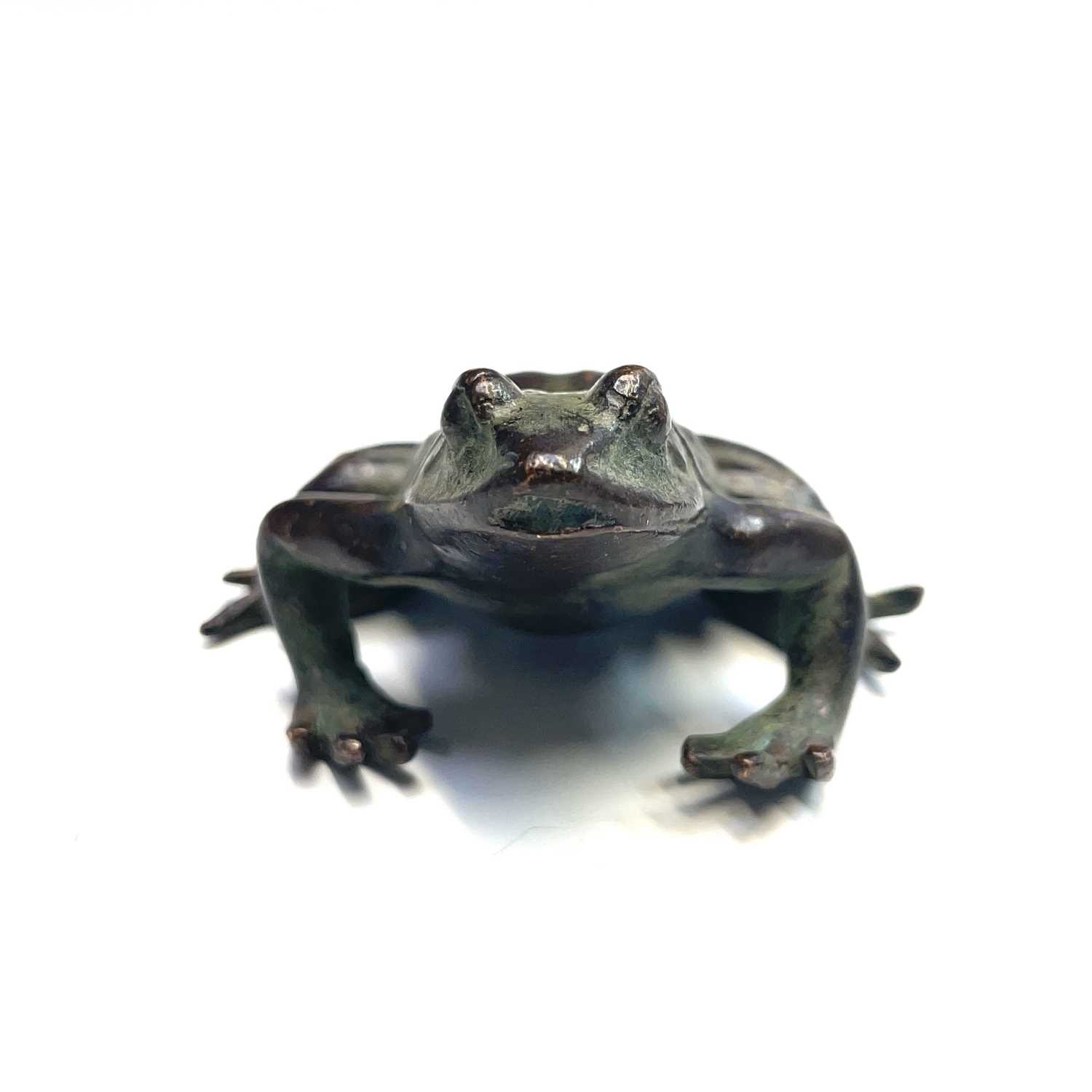 Lot 356 - A Japanese bronze model of a frog. Meiji...