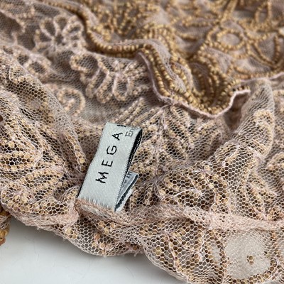 Lot 1063 - Megan Park, a pink netting beaded evening...