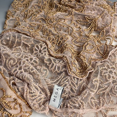 Lot 1063 - Megan Park, a pink netting beaded evening...