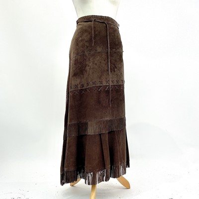 Lot 1025 - Chine Collection, a brown suede leather long...