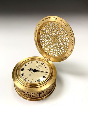 Lot 2926 - A Jaeger recital gilt cased desk alarm clock,...