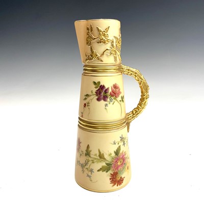 Lot 862 - Royal Worcester blush ivory ewer decorated...