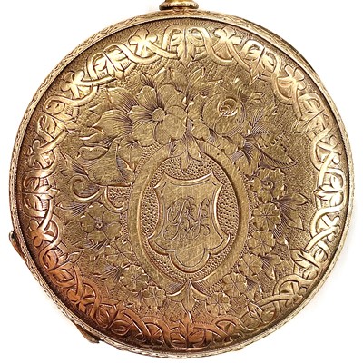 Lot 431 - A 14k half hunter fob pocket watch, the 34mm...