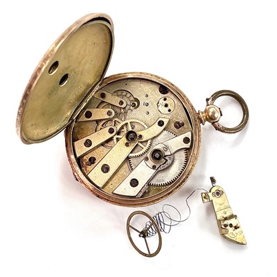 Lot 431 - A 14k half hunter fob pocket watch, the 34mm...