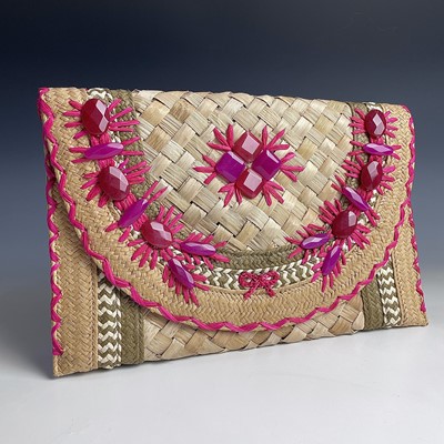 Lot 1015 - Anya Hindmarch, a woven grass clutch bag with...