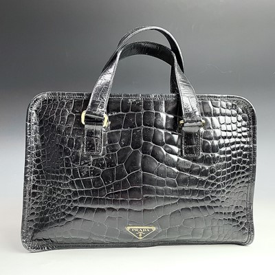 Lot 1046 Prada a black crocodile skin leather