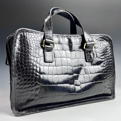 Lot 1046 - Prada, a black crocodile skin leather handbag,...