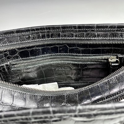 Lot 1046 - Prada, a black crocodile skin leather handbag,...