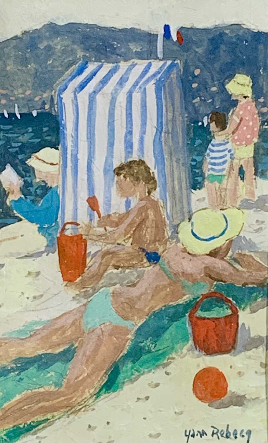 Lot 692 - Yann REBECQ (1955) Beach Tent Watercolour...