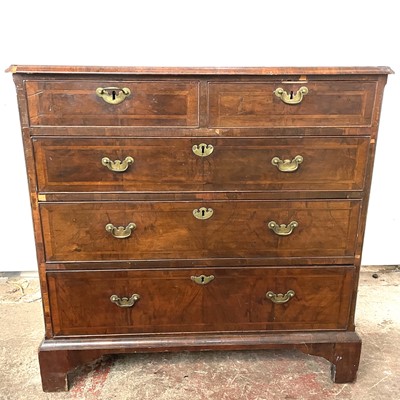 Lot 3178 - A George II walnut, crossbanded and chevron...