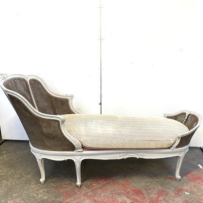 Lot 3184 - A French painted beech Bergere day bed, circa...