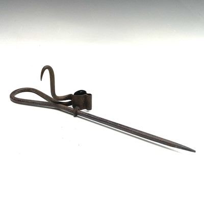 Lot 225 - A wrought iron miners candle holder...