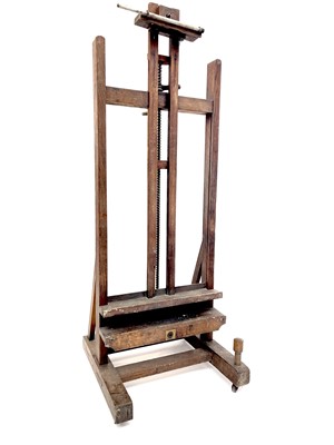 Lot 3193 - An oak adjustable easel, early 20th century,...