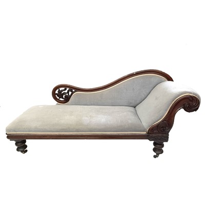 Lot 3194 - A Victorian mahogany framed chaise longue,...