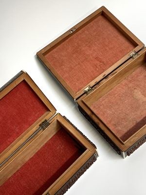 Lot 1050 - Two Anglo Indian sandalwood and sadeli work...