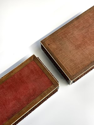 Lot 1050 - Two Anglo Indian sandalwood and sadeli work...